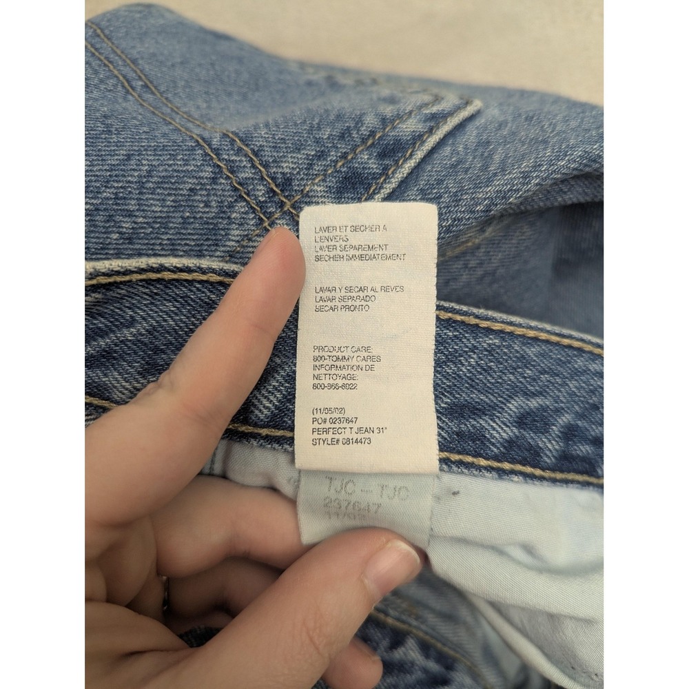 Vintage Tommy Hilfiger Jeans Juniors 5 Blue High‎ Rise Straight 100% Cotton Y2K - Picture 5 of 14